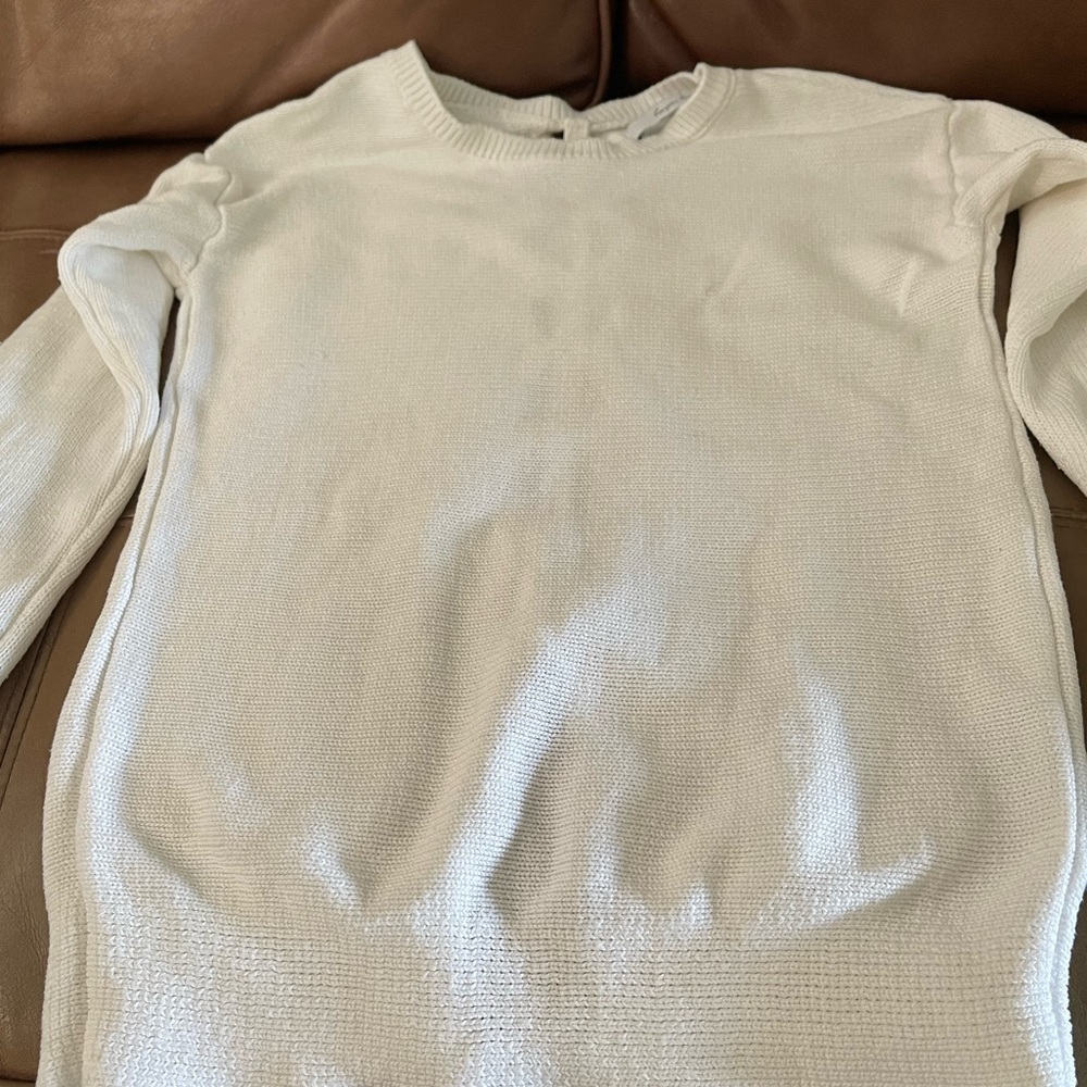 Harper Lane white cotton knit, size S, sweater, with cute back cut-outs